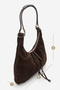 Women's Genuine Leather Shoulder Bag with Zippered Inner Pocket, Ronagi Brown Suede - 7