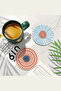 Tea Cup Coaster Set, 10x10cm, 6 Pieces , Washable , Non-Slip Leather, No. 502