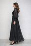 Women's Puffy Sleeve Belted Flared Cut Evening Dress - 3