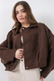 Women's Brown Oversized Suede Jacket 1055 - 3