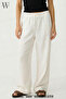Women's Muslin Fabric Wide Leg Pocketless Summer Trousers - 3