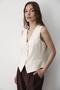 Women's Lined Button Detailed Linen Vest Natural - 5