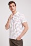 Paper Men's 100% Cotton Printed Polo Collar T-Shirt White