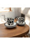 Coffee Cup Black Spotted 2 Person 4 Piece Double 100 Ml/New - 5