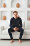 navy long-sleeve men's pajama set