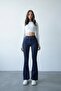 Navy Blue 5 Pocket Full Lycra Wide Leg Jeans - 3