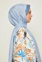 Ice Blue Ring Pattern Monogram Shawl - 3