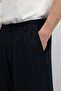Baggy Fit Fabric Pants Navy Blue - 6
