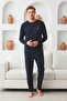 navy long-sleeve men's pajama set - 2