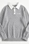Grimelanj Polo Collar Buttoned Waffle Fabric Long Sleeve T-Shirt