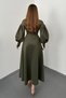 Khaki Rose Detailed Scuba Dress - 5