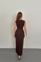 Brown Gold Accessory Detailed Pocketed Dress - 5