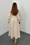 Beige Rose Detailed Scuba Dress - 5