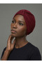 Crystal Butterfly Stone Embroidered Ribbed Lined Burgundy Ready-Made Turban Hijab Evening Dress Bonnet - 4