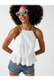 Halter Neck Tank Top with Ruffled Waist