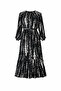 Women's Pattered Loose Model Button Detail Dress - 5