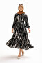 Women's Pattered Loose Model Button Detail Dress - 7