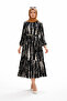 Women's Pattered Loose Model Button Detail Dress - 6