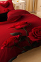 Valentine's Day Cotton Satin Double Duvet Cover Set with Elastic Sheets the Great Rose - 5