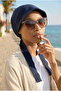 Pleated Hat Navy Blue Ready-To-Wear Turban Hijab Pool Cap Suitable for Medical Use - 2