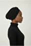Cross Fukuro Glitter Lined Black Ready-made Hijab Hijab Evening Dress Bonnet - 3
