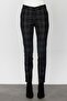 Women's Skinny Leg Patterned Trousers 4079 Black - 4
