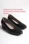 Genuine Leather Black Low Heeled Square Toe Stewardess Shoes - 2