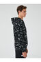 Printed Hooded Sweatshirt with Fleece-Lined Pocket Detail - 5