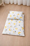 100% Cotton Park Crib Bottom Cushion and Baby/Child Pillow with Yellow Crescent and Star