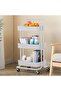 3-Tier Multipurpose Rolling Shelves Metal Cart Organizer White 85x45x35cm - 5