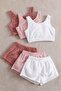 Single Color 1 Set Sleeveless Strap Plush Fleece Bottom Top Shorts Pajama Set - 5