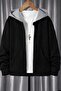 Black Two Color Cap Hooded Rmuarlı Cardigan