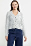 Wool Knitwear Cardigan with Frayed Collar Detail - Bone - 3