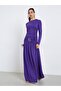 Women Purple Metal Button Maxi Dress - 3
