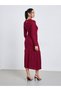 Women Maroon Long Sleeves Mermaid Midi Dress - 5