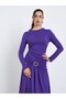 Women Purple Metal Button Maxi Dress - 2