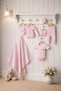 7 Pieces 100% Cotton Terry Fabric Pink Color Newborn Baby Girl Hospital Release (with Blanket) - 6
