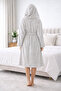 Hooded Pockets 100% Cotton Beige Women's Men's Bathrobe Towel Bathrobe - 2