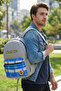 Gray Backpack with Plaid Pocket Detail - 2