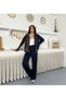 Women's Top and Bottom Set Layer Look Oversized Contrast Color Gradient Zippered Tracksuit Set - 7