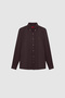 Ds Damat Slim Fit Bitter Coffee Oxford Button Collar Easy-Iron Embroidery Detailed Cotton Shirt - 4