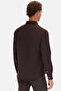Ds Damat Slim Fit Bitter Coffee Oxford Button Collar Easy-Iron Embroidery Detailed Cotton Shirt - 3