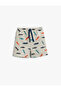 Köpek Balığı Printed Shorts with Lace-Up Waistband