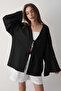Women's Bat Sleeve Double Tie Kimono 100% Cotton Black - 3