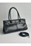 Women's Buckle Double Handle Crossbody Bag Black