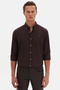 Ds Damat Slim Fit Bitter Coffee Oxford Button Collar Easy-Iron Embroidery Detailed Cotton Shirt