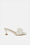 Women White textured Block Heel Mule