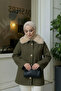 Khaki Fur Collar Lined Cashmere Jacket Coat 2121