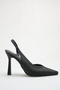 Black Satin Women's Heeled Shoes 10 cm Stiletto - 6