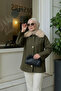 Khaki Fur Collar Lined Cashmere Jacket Coat 2121 - 2